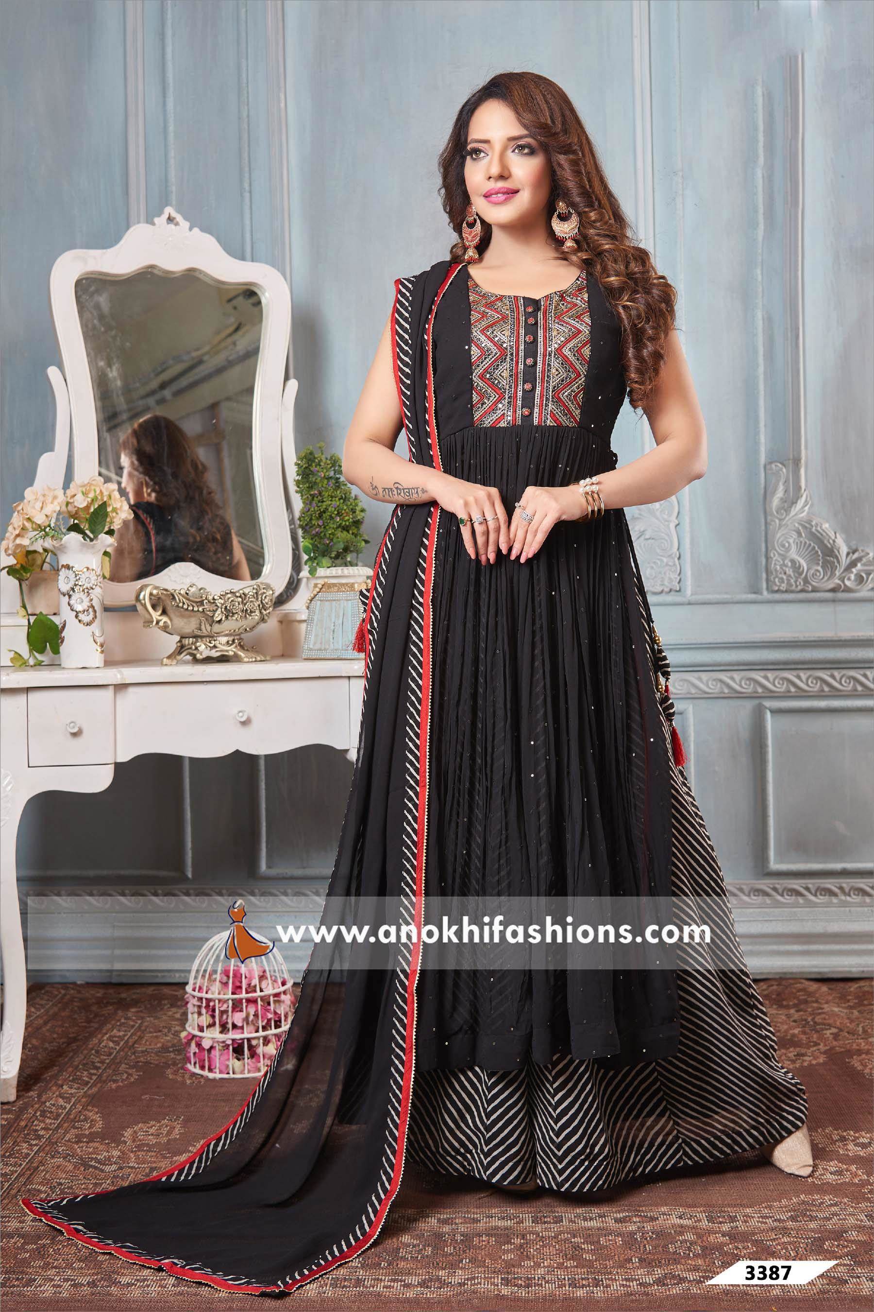 Salwar Kameez Collection: Elegant Black Palazzo Pant Salwar Kameez