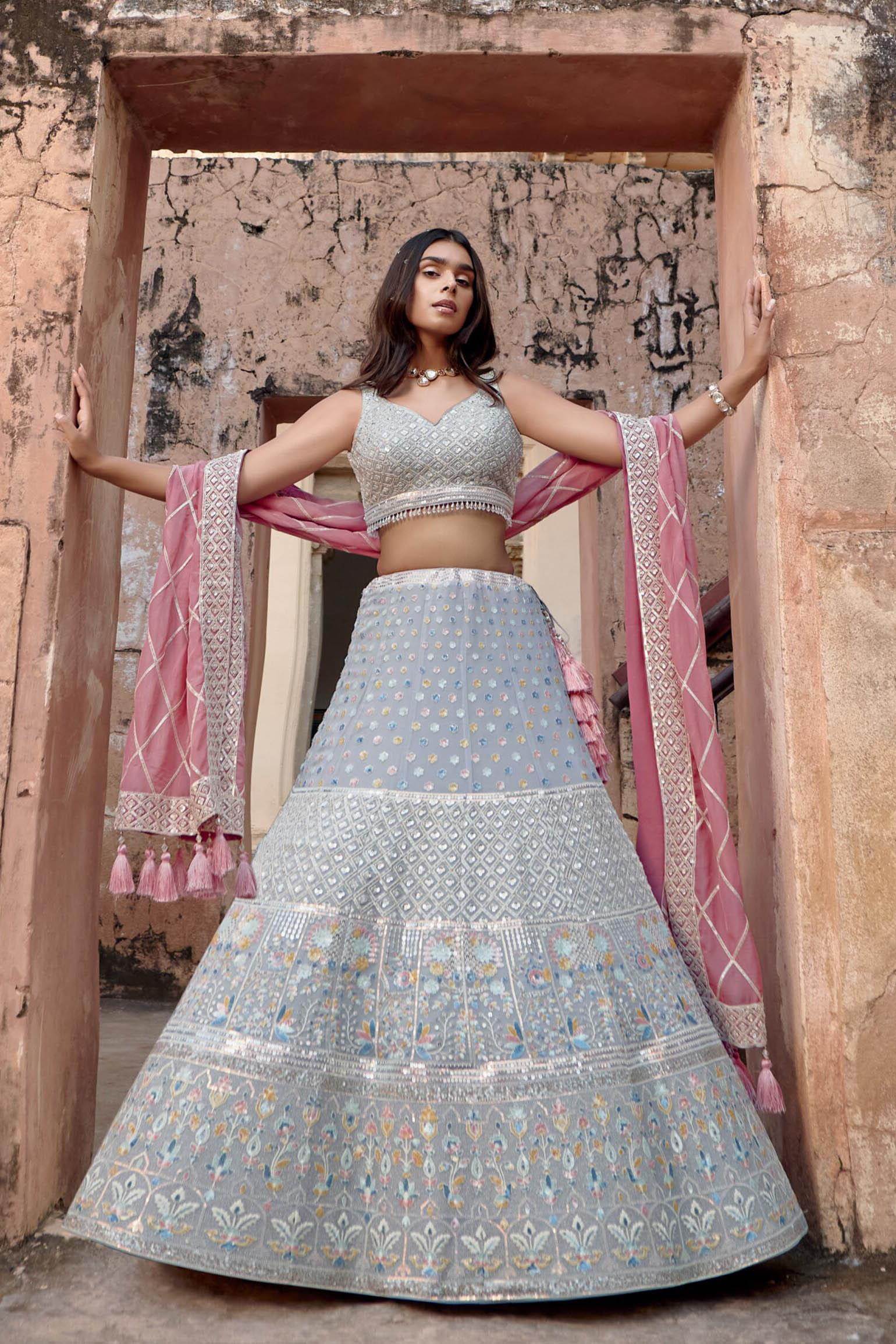 Grey Color Wedding Collection Designer Lehenga Choli ANOKHI FASHION