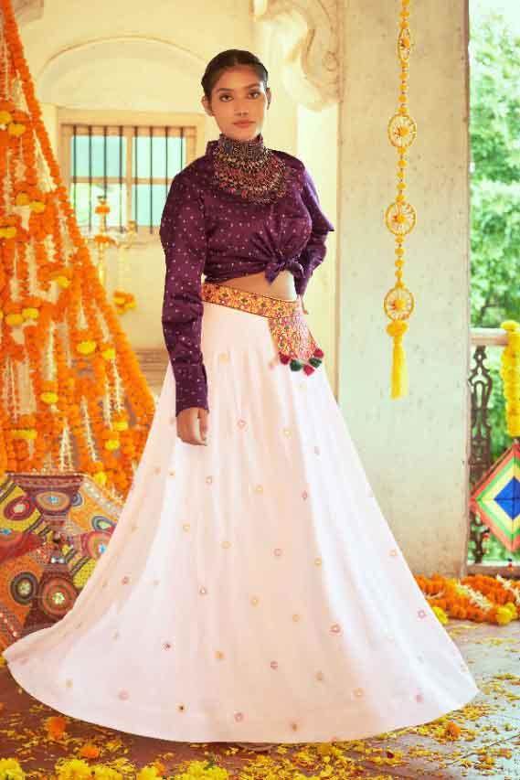 Stitched Designer Skirt With Crop Top And Dupatta party wear Lehenga