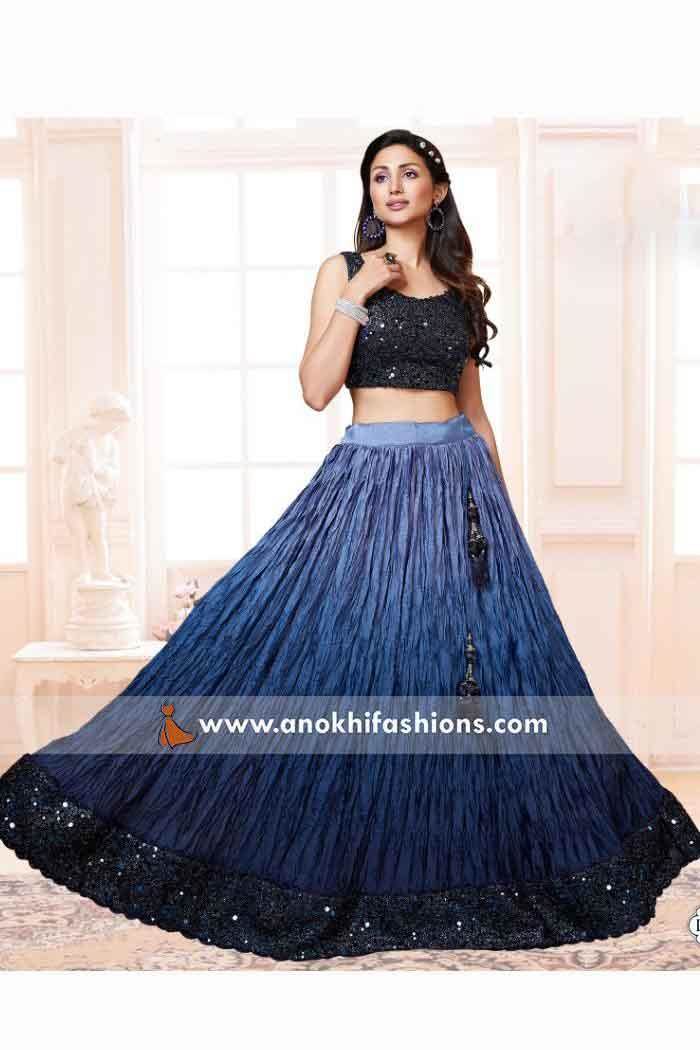 Shop Embroidered Fancy Fabric Designer Lehenga Choli in Green Online :  140210 -