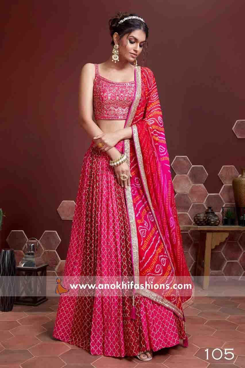 Gajari Pink Color Embroidered Attractive Party Wear Lehenga Choli LC105