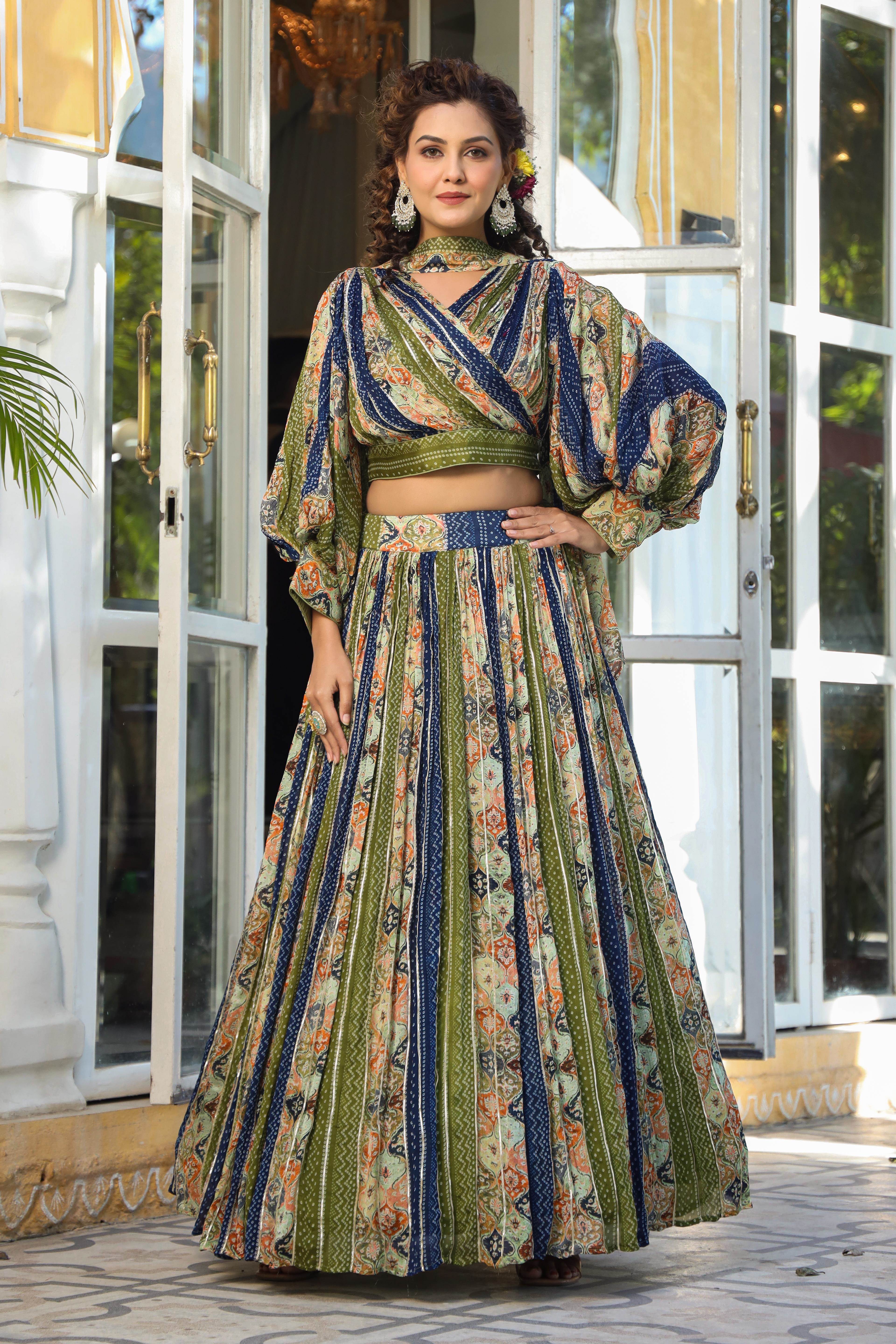 Green Color Party Wear Designer Chaniya Choli :: ANOKHI FASHION