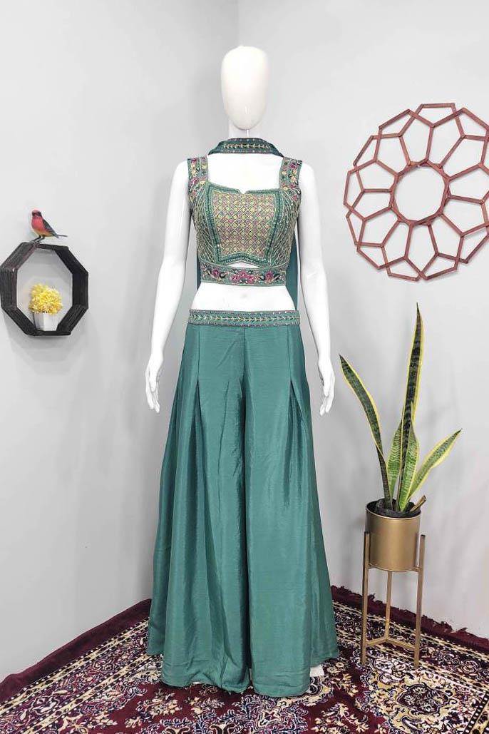 Stylish mint green georgette palazzo suit - G3-WSS39751 | G3fashion.com