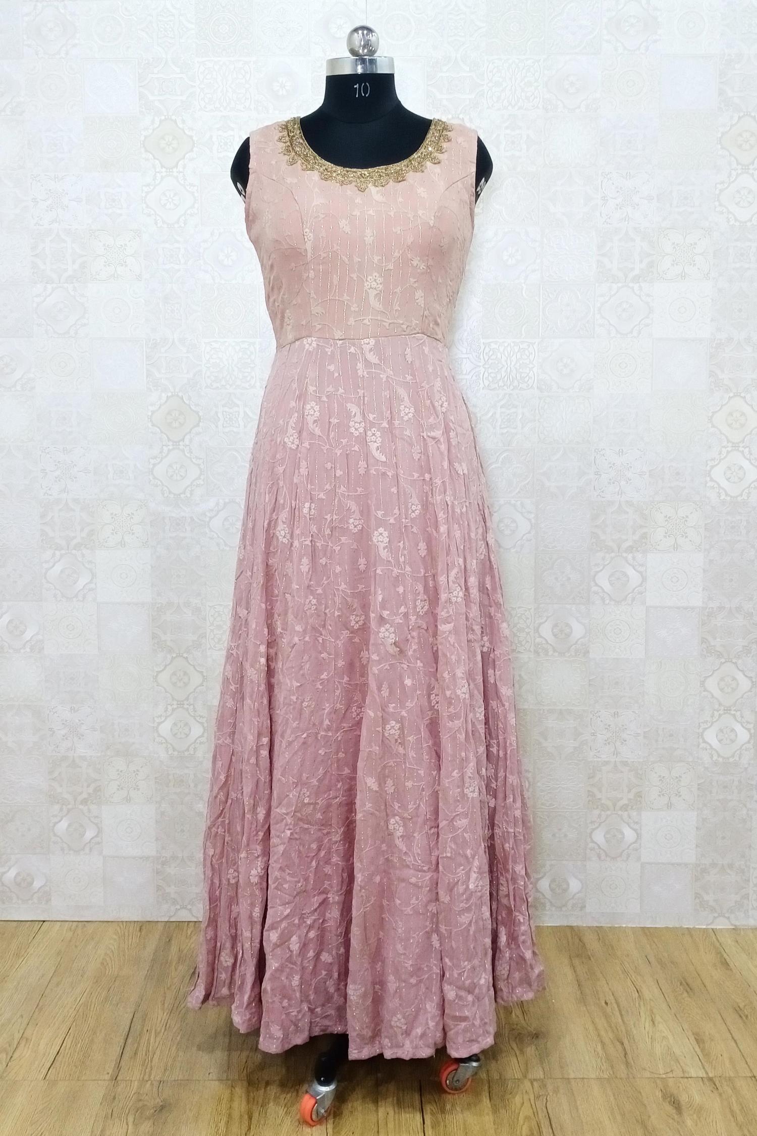 peach colour gown with dupatta