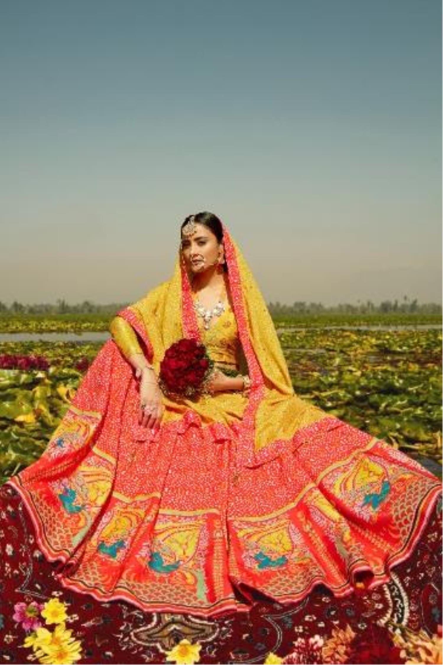 mustard color bridal lehenga