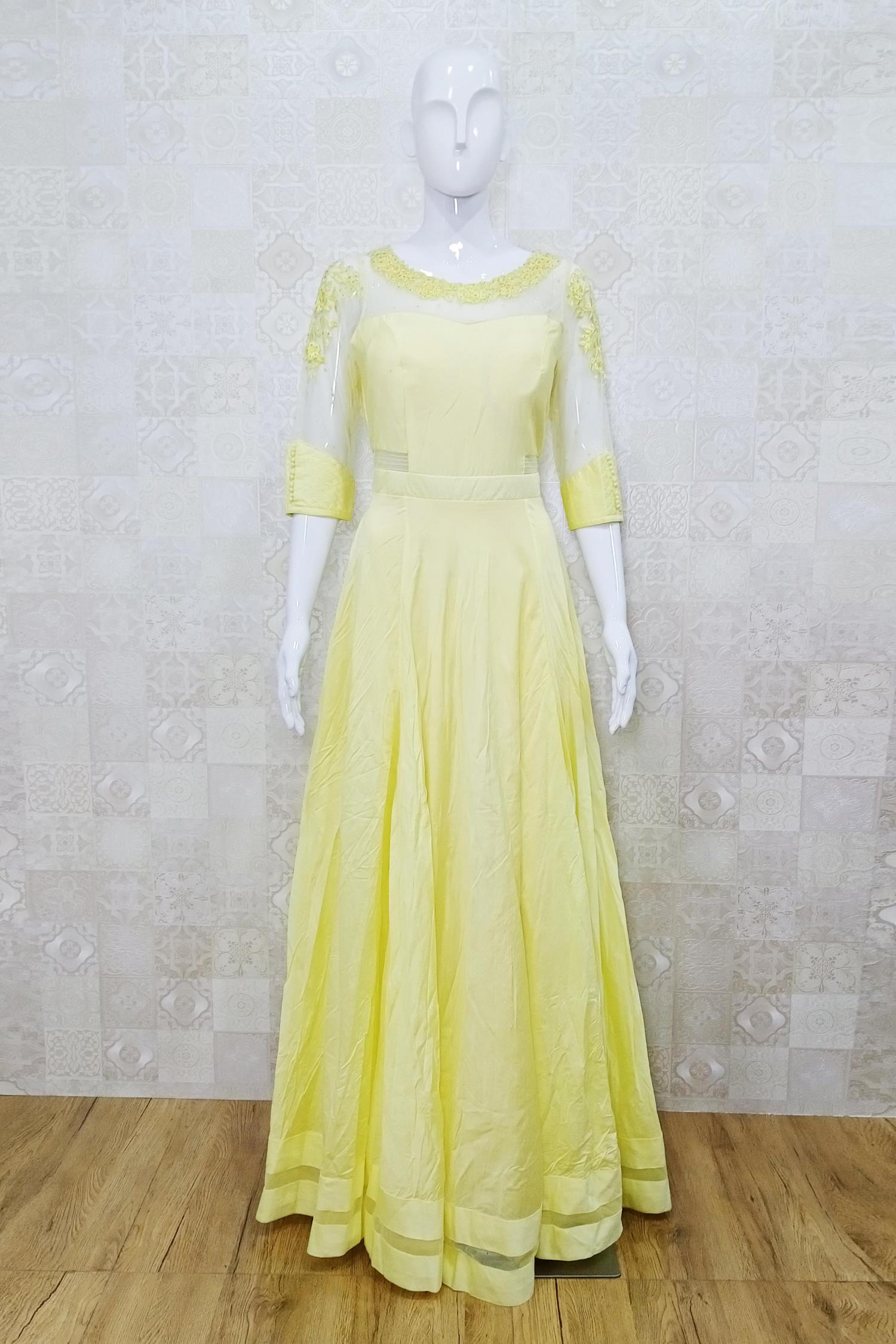 yellow colour mein gown