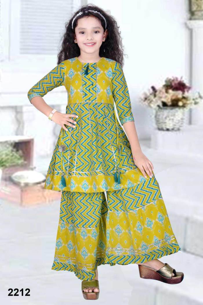 Yellow Color Pure Cotton Stylish Gharara Suit