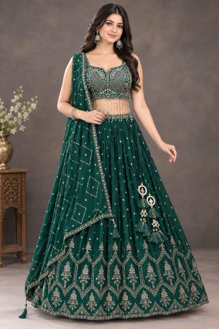 Green Colour Designer Wedding Collection Lehanga Choli