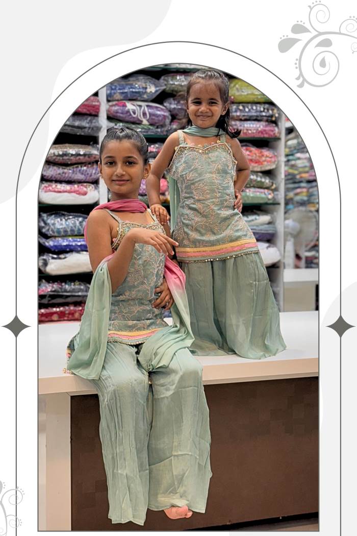 Sea Green Color Party Wear Designer Plazo Suit