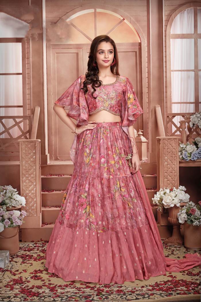 Onion Color Party Wear Designer Crop Top