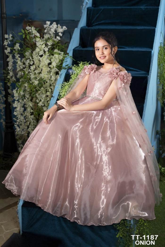 Peach Color Party Wear Gown