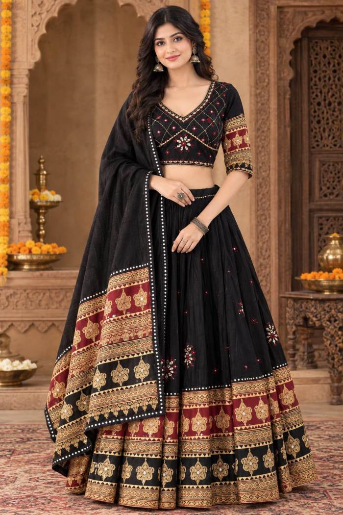 Black Colour Traditional Navratri Collection Chaniya Choli