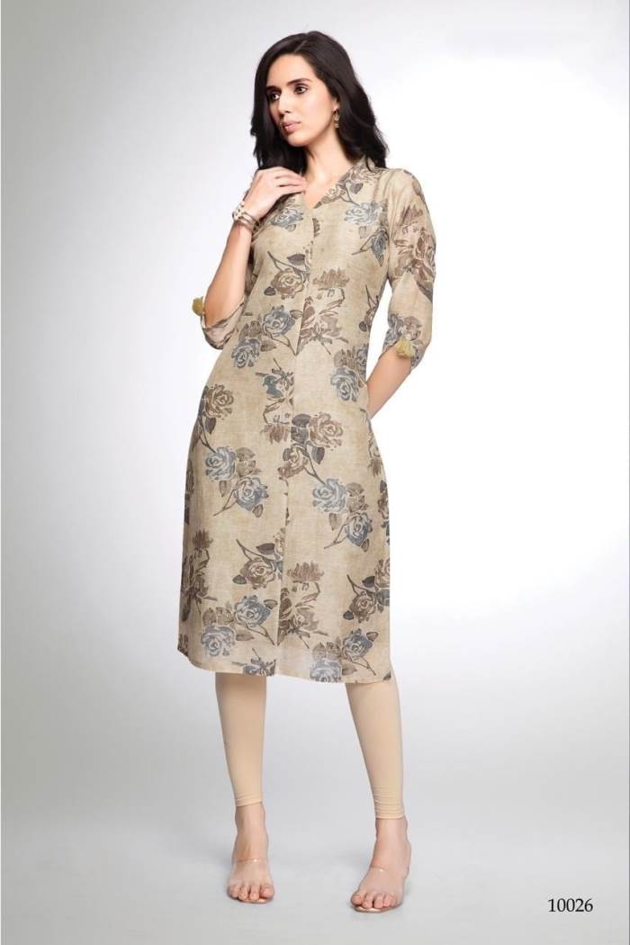 Fawn Color Casual Wear Straight Kurti