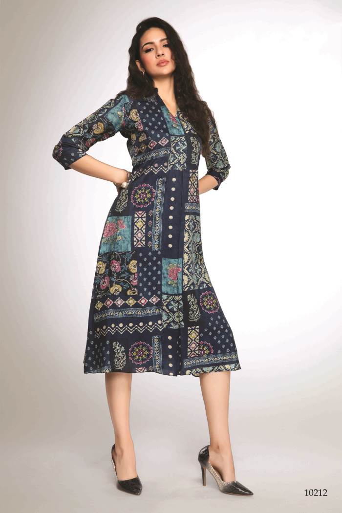 Teal Blue Color Casual collection Staright Kurti