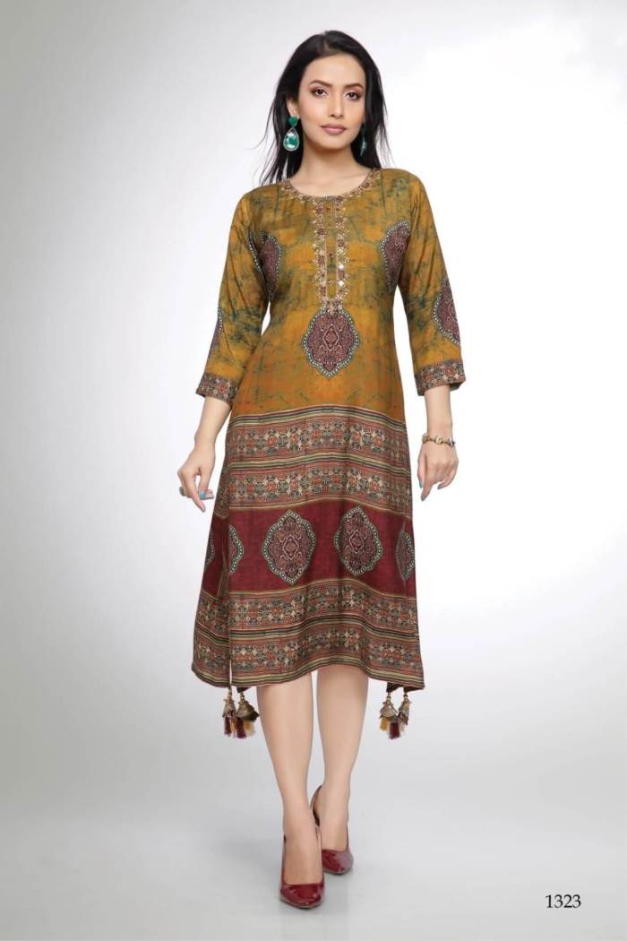 Mustard Color Casual Collection Straight Kurti