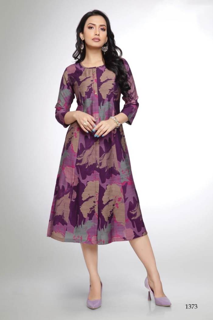 Wine Color Casual Wear Straight Kurti