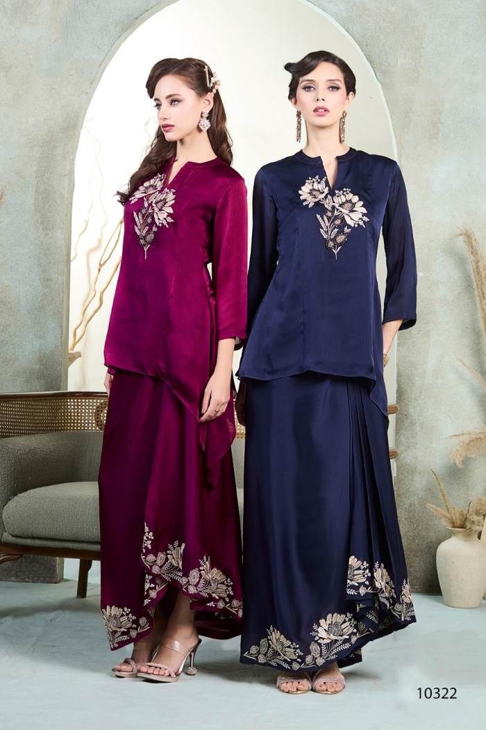 Blue Color Party Wear Designer Indo-Western Plazo Suit