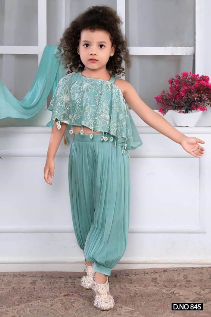 Green Color Party Wear Designer Girls Wear Outfit