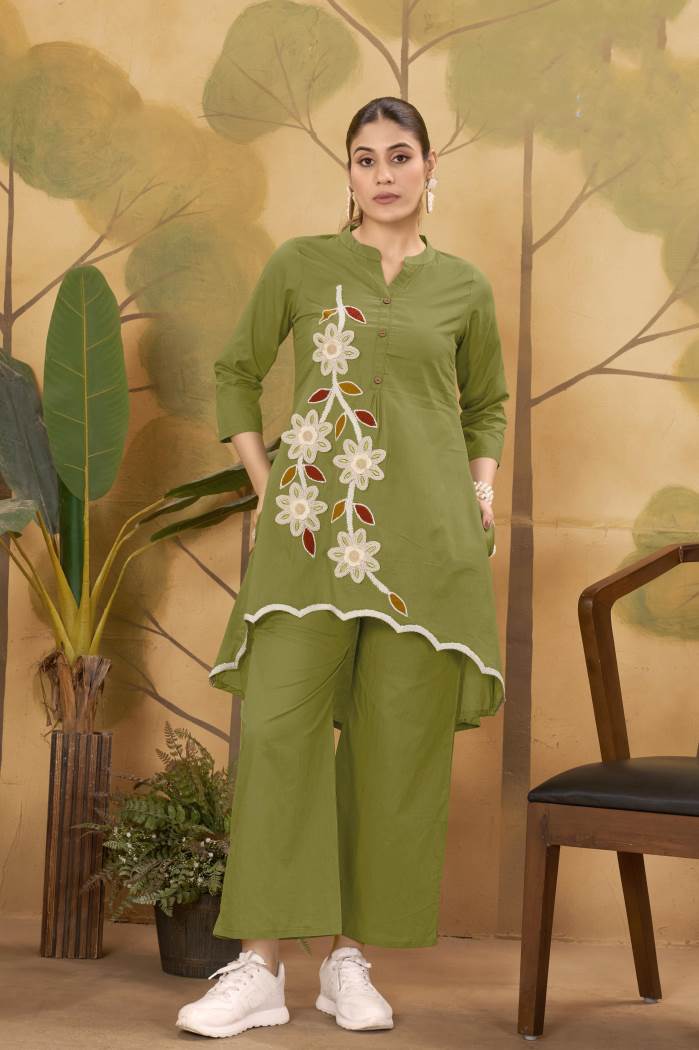 Mehandi Color Casual Wear Trendy Co-ord Set