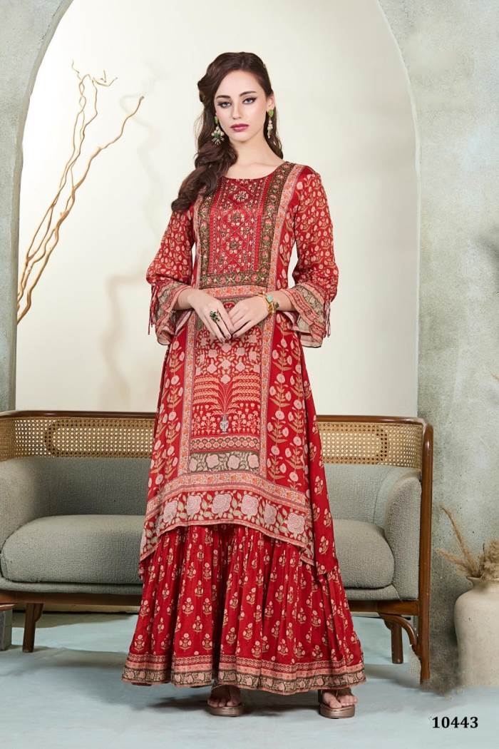 Rust Color Color Casual Wear Designer Gown kurti 