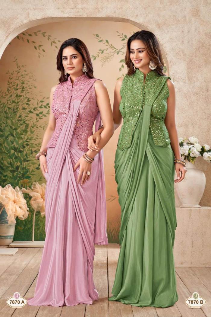 Green Color Party Wear Designer Ready To Wear Saree 