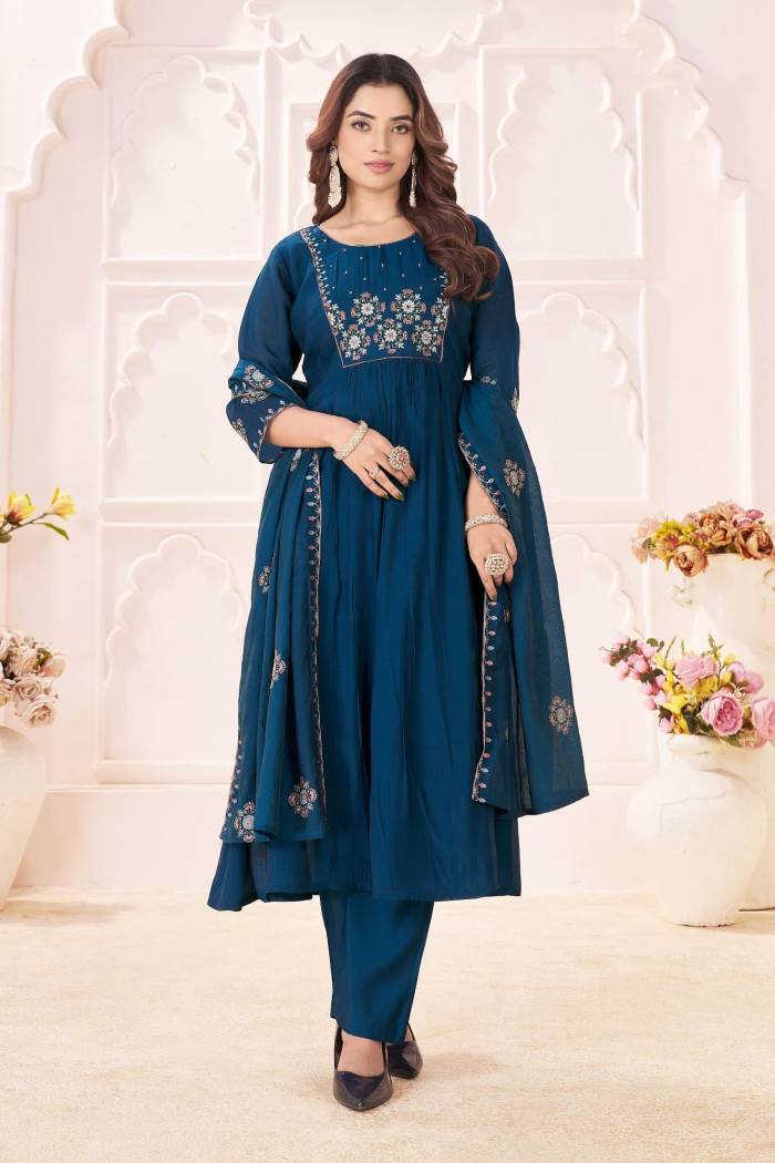 Blue Color Casual Collection Designer Kurti Set