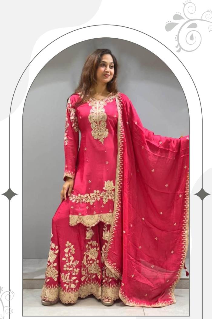 Cherry Color Party Wear Designer Indo-Western Suit