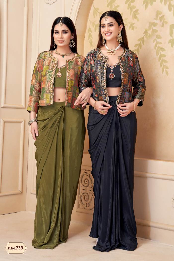 Blue Color Party Wear Designer Western Style Skirt Choli with Koti