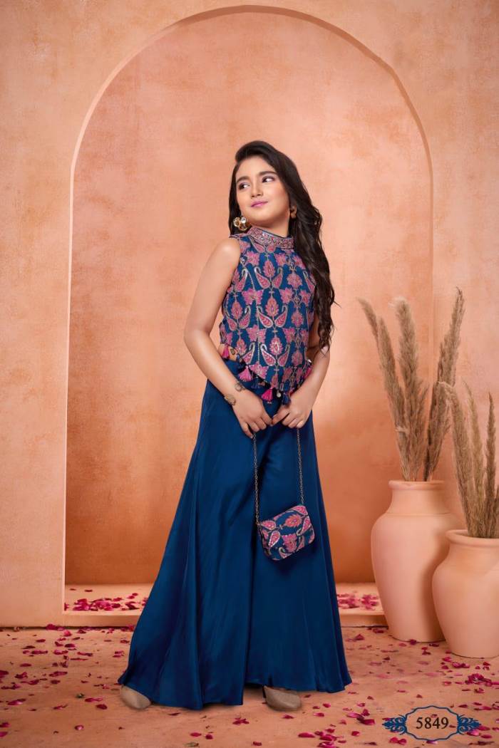 Blue Colour Designer Party Wear Girl