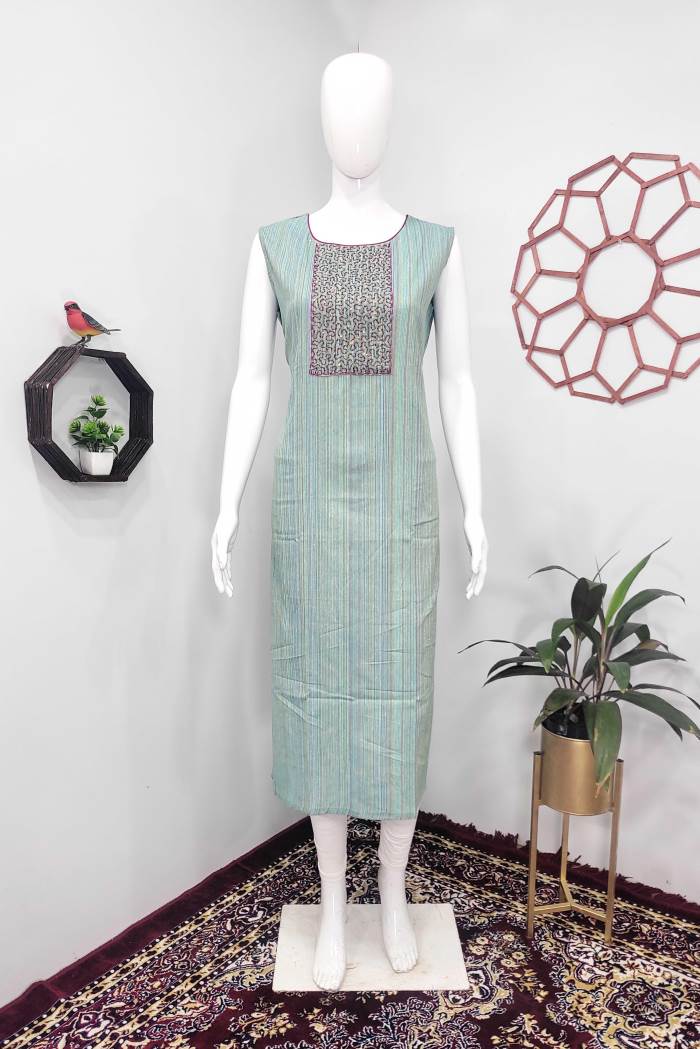 Sky Color Casual Wear Straight Kurti