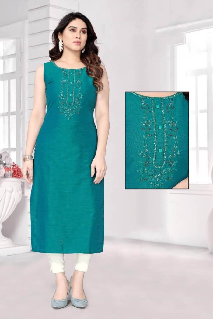 Rama Color Casual Wear Designer Straight Kurti