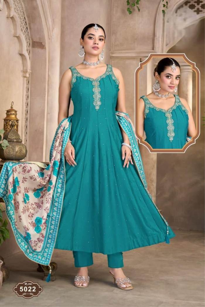Rama Colour Anarkali Style Designer Party Wear Pent Suit