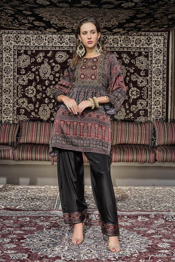 Black Colour Designer Party Wear Farsi Salwar Suit