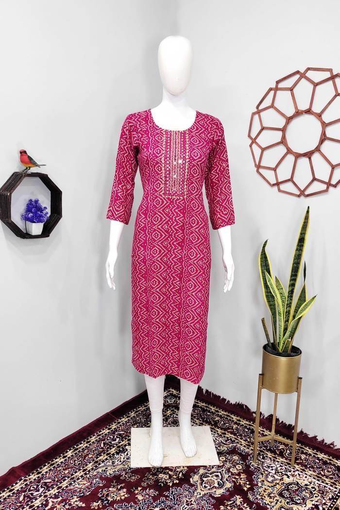 Rani Color Casual Wear Designer Straight Kurti