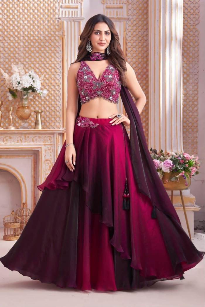 Magenta Color Wedding Collection Designer Lehenga Choli