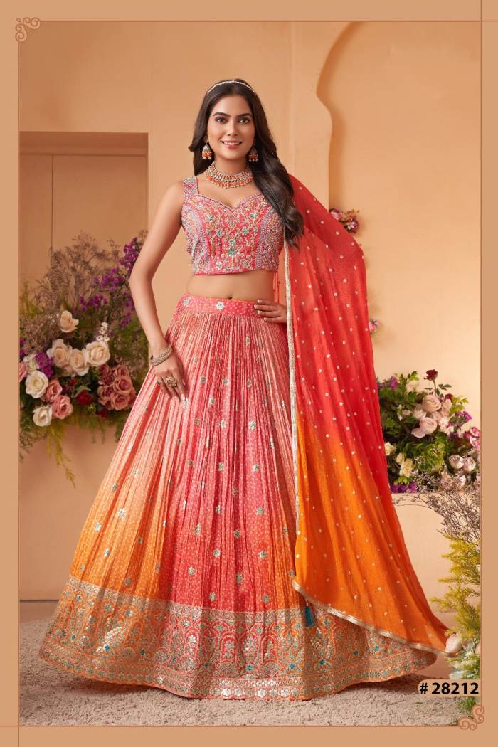 Peach Color Wedding Collection Designer Lehenga Choli
