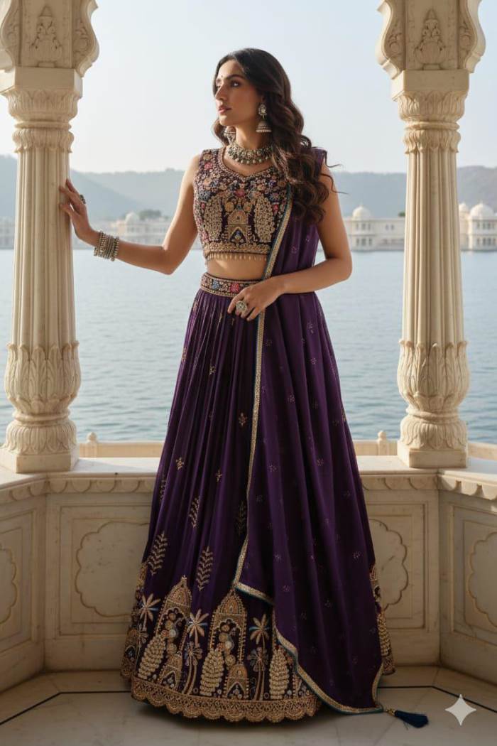 Purple Color Party Wear Designer Lehanga Choli