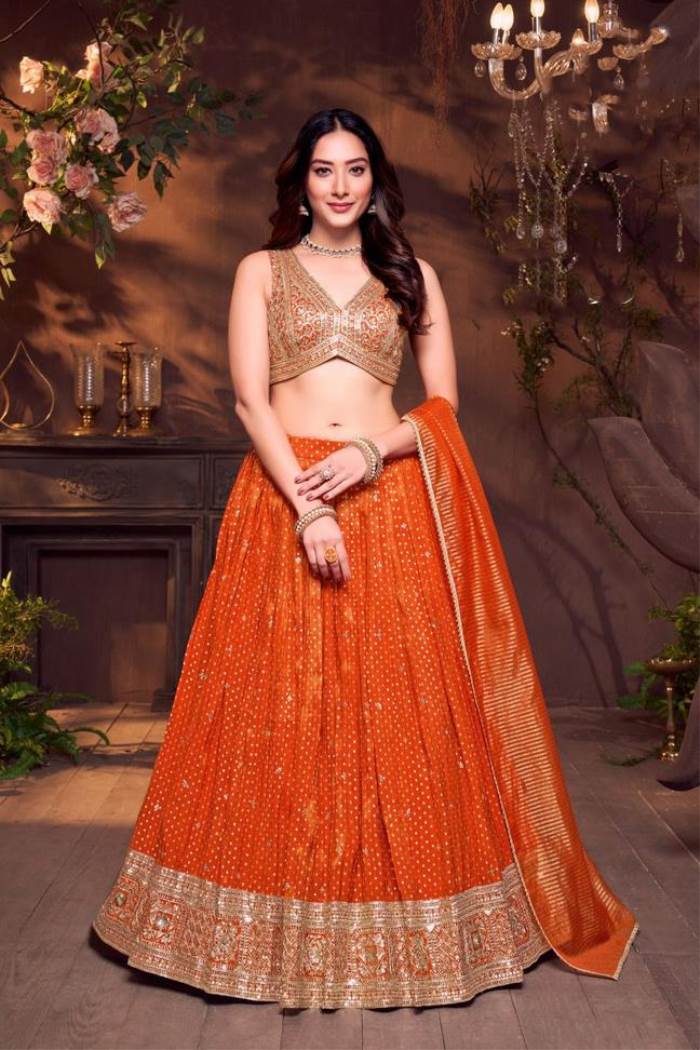Rust Color Wedding Collection Designer Lehenga Choli