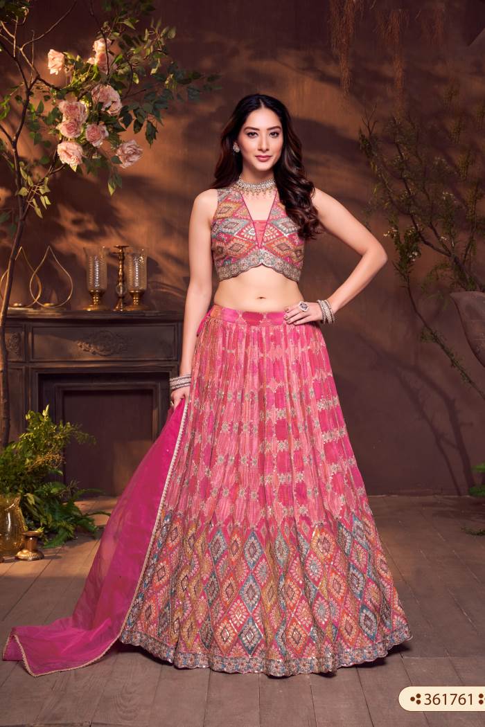 Gajari Color Wedding Collection Designer Lehanga Choli