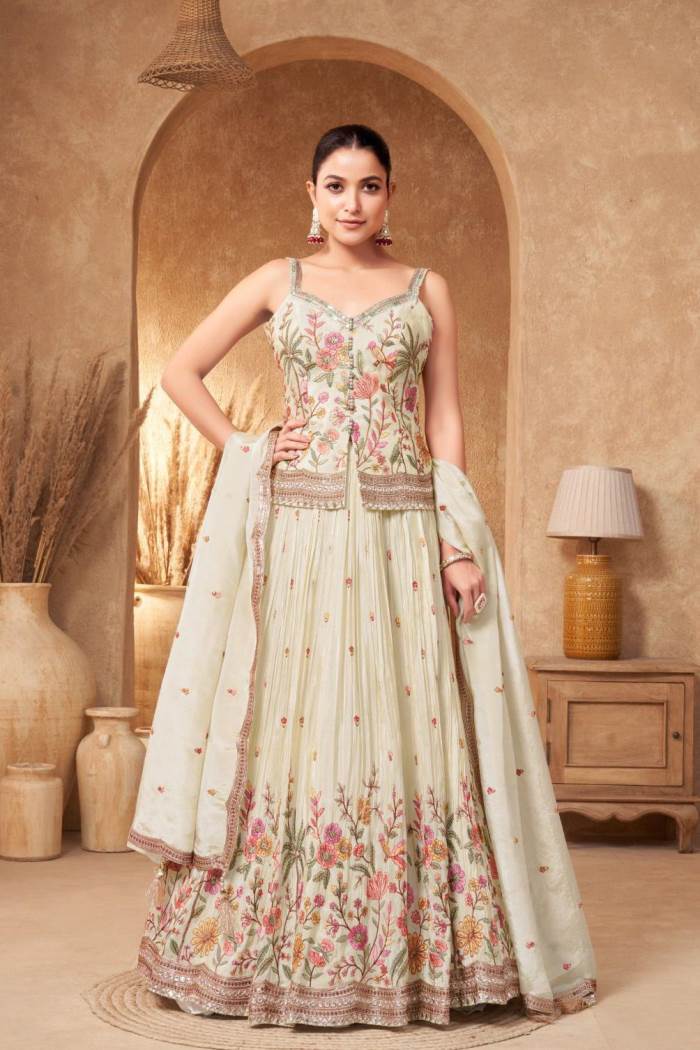 Cream Color Wedding Collection Designer Lehanga Choli