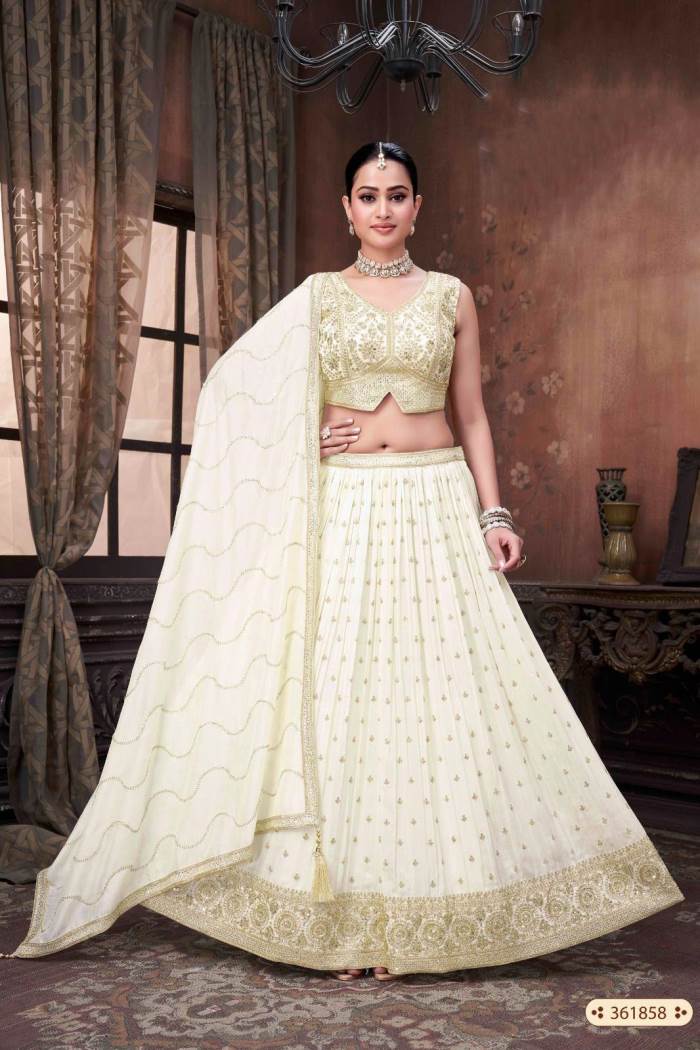 White Color Wedding Collection Designer Lehenga Choli