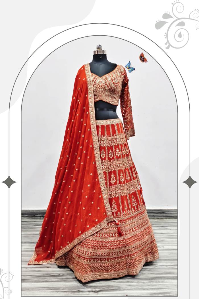 Rust Color Wedding Collection Designer Lehenga Choli