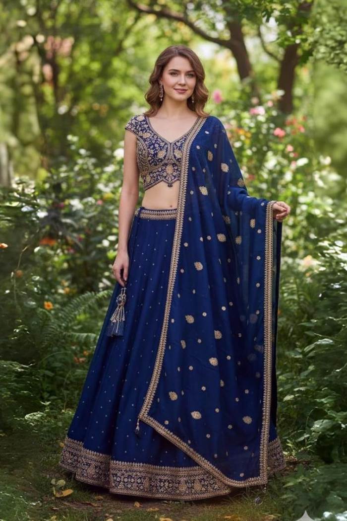Royal Blue Color Wedding Collection Designer Lehanga Choli