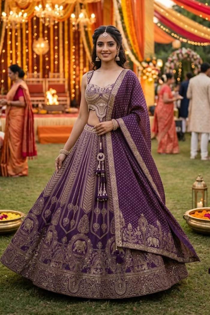 Wine Colour Designer Wedding Collection Lehanga Choli