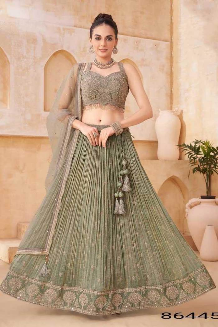 Pista Color Wedding Collection Designer Lehenga Choli