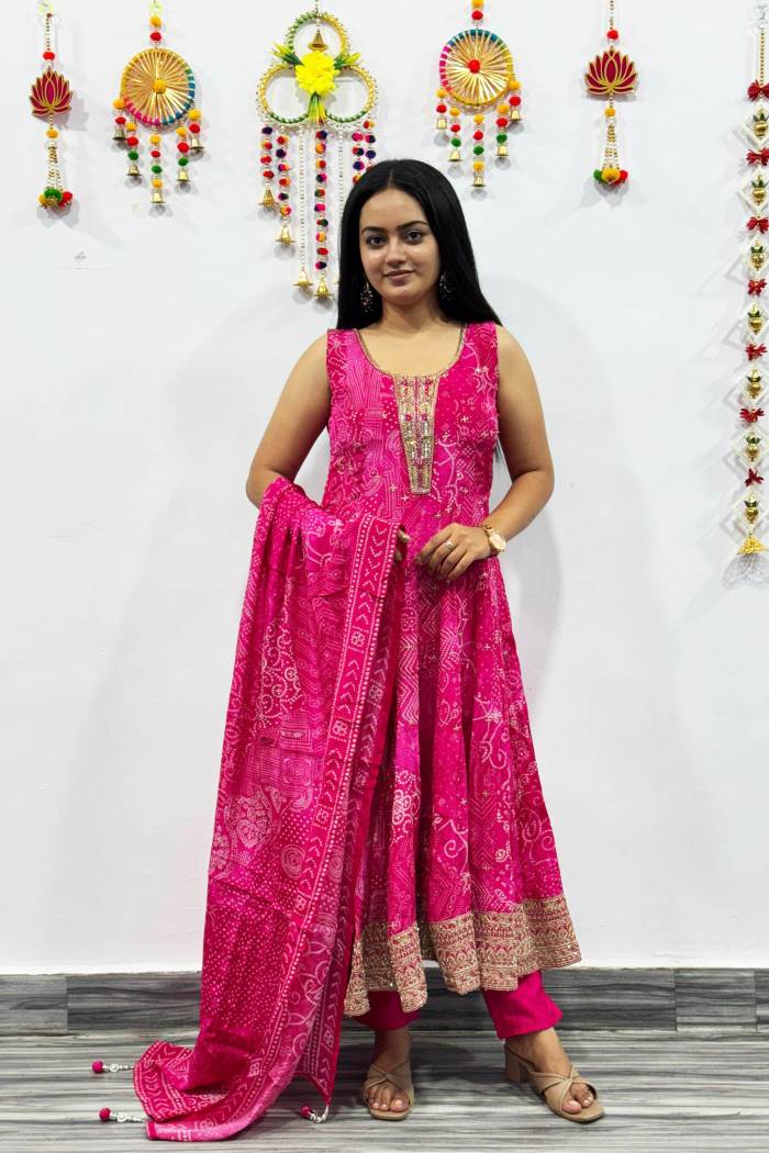 Rani Color Party Wear Designer Anarkali Style Salwar Suit