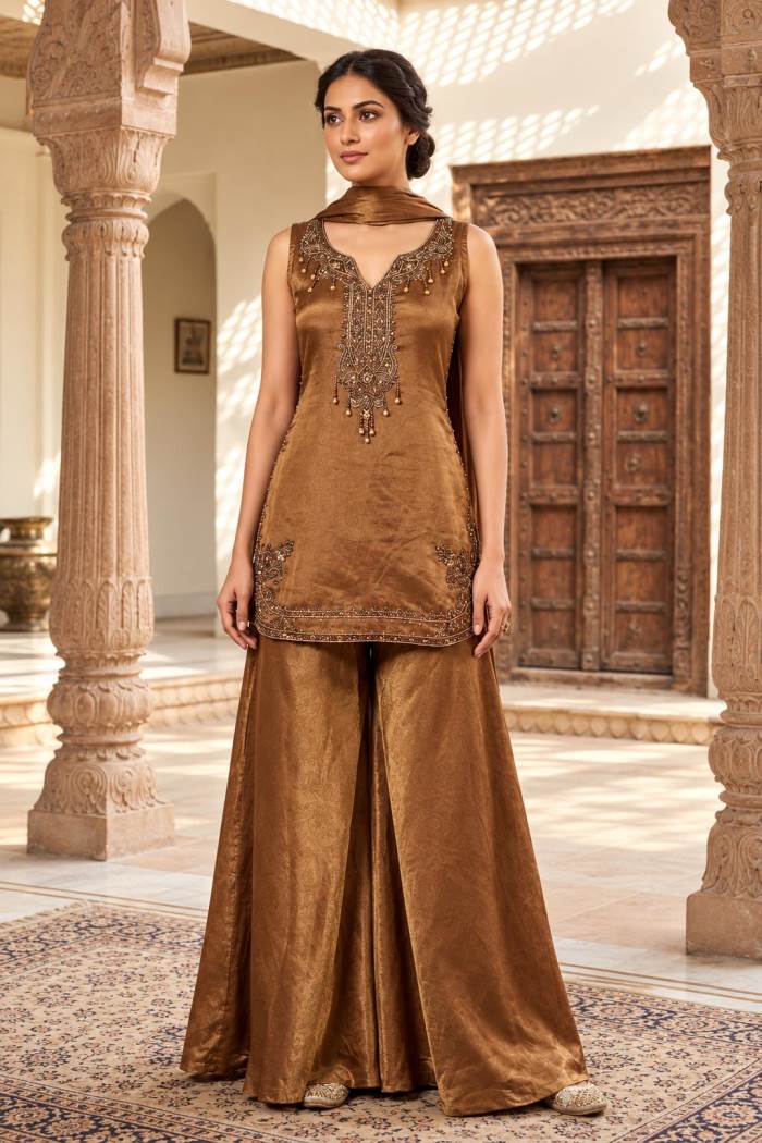 Brown Colour Designer Party Wear Indo-Western Suit