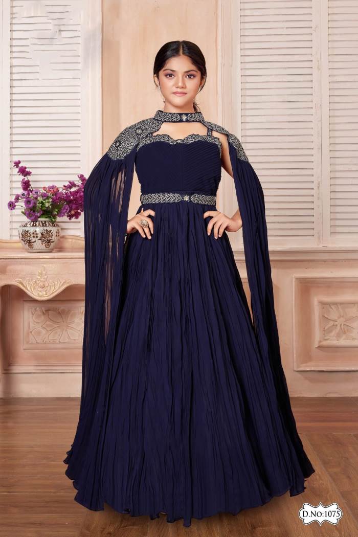 Navy Blue Color Party Wear Designer Gown