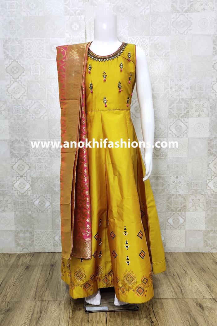 Yellow Color Party Wear Gown With Dupatta