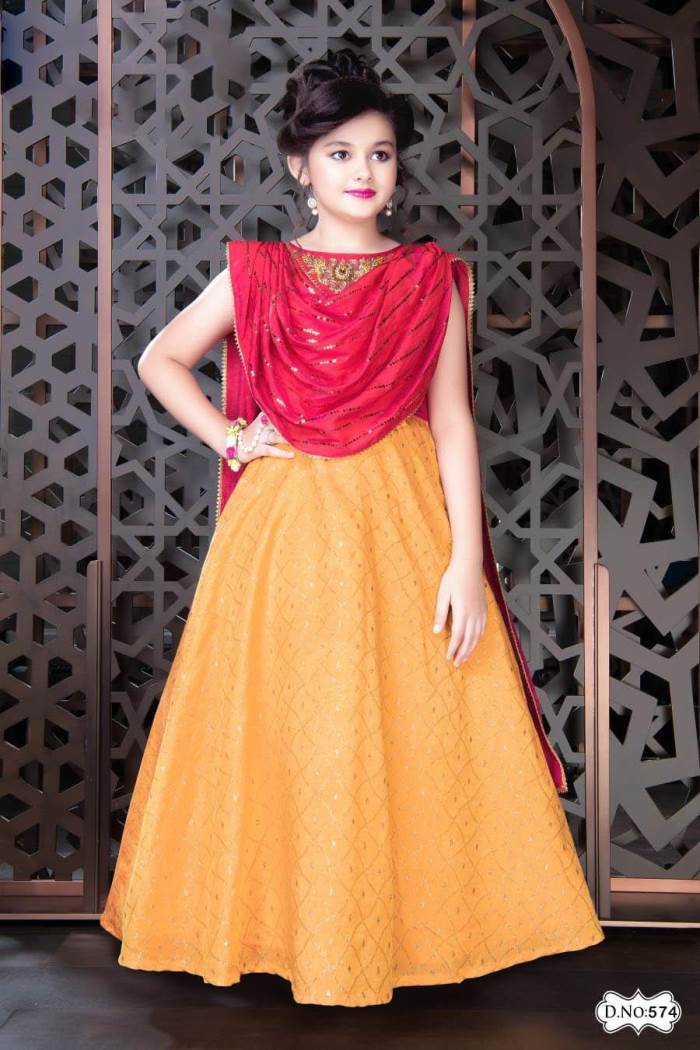 Gold Color Party Wear Gown 